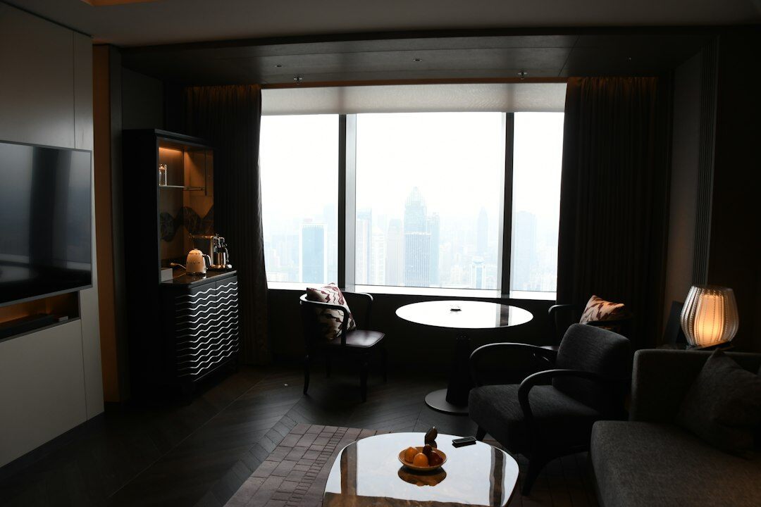 luxury apartment living room with city view