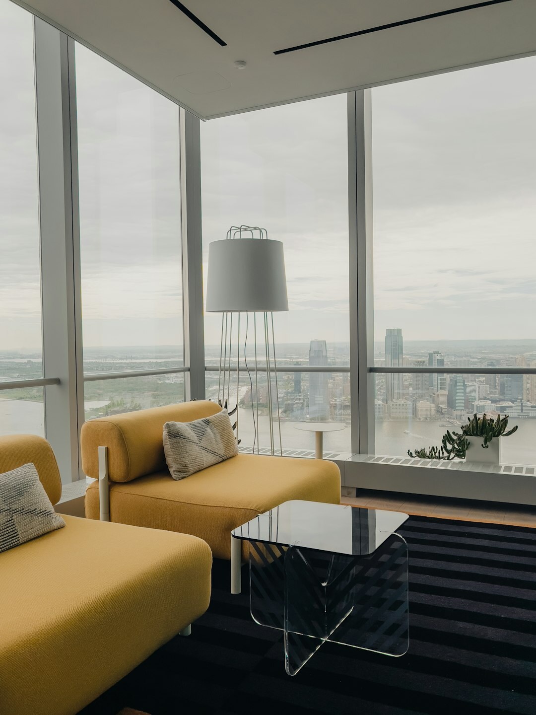 luxury apartment living room with city view